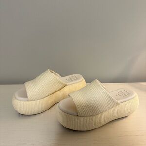 Shu Shop Cream Platform Sandals